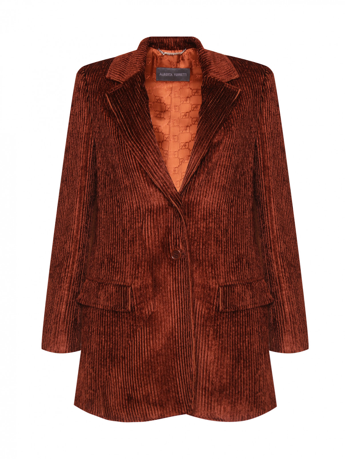 Жакет однобортный из вискозы Alberta Ferretti  –  Общий вид  – Цвет:  Коричневый