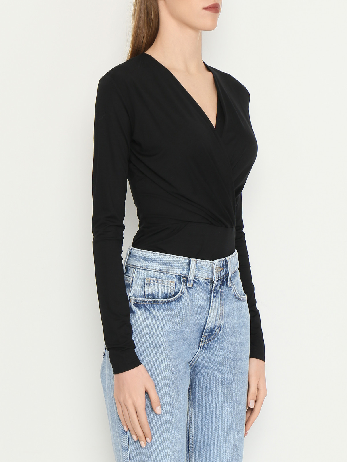 Боди из вискозы и эластана Max Mara  –  МодельВерхНиз  – Цвет:  Черный