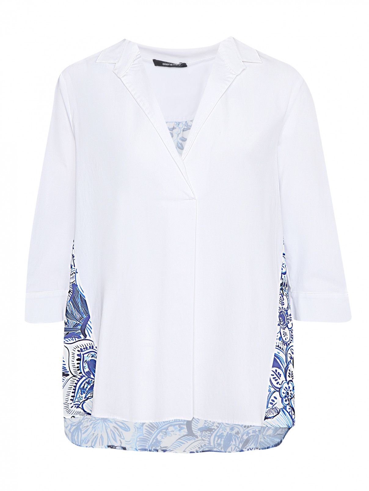 Комбинированная блуза с узором Elena Miro  –  Общий вид  – Цвет:  Белый