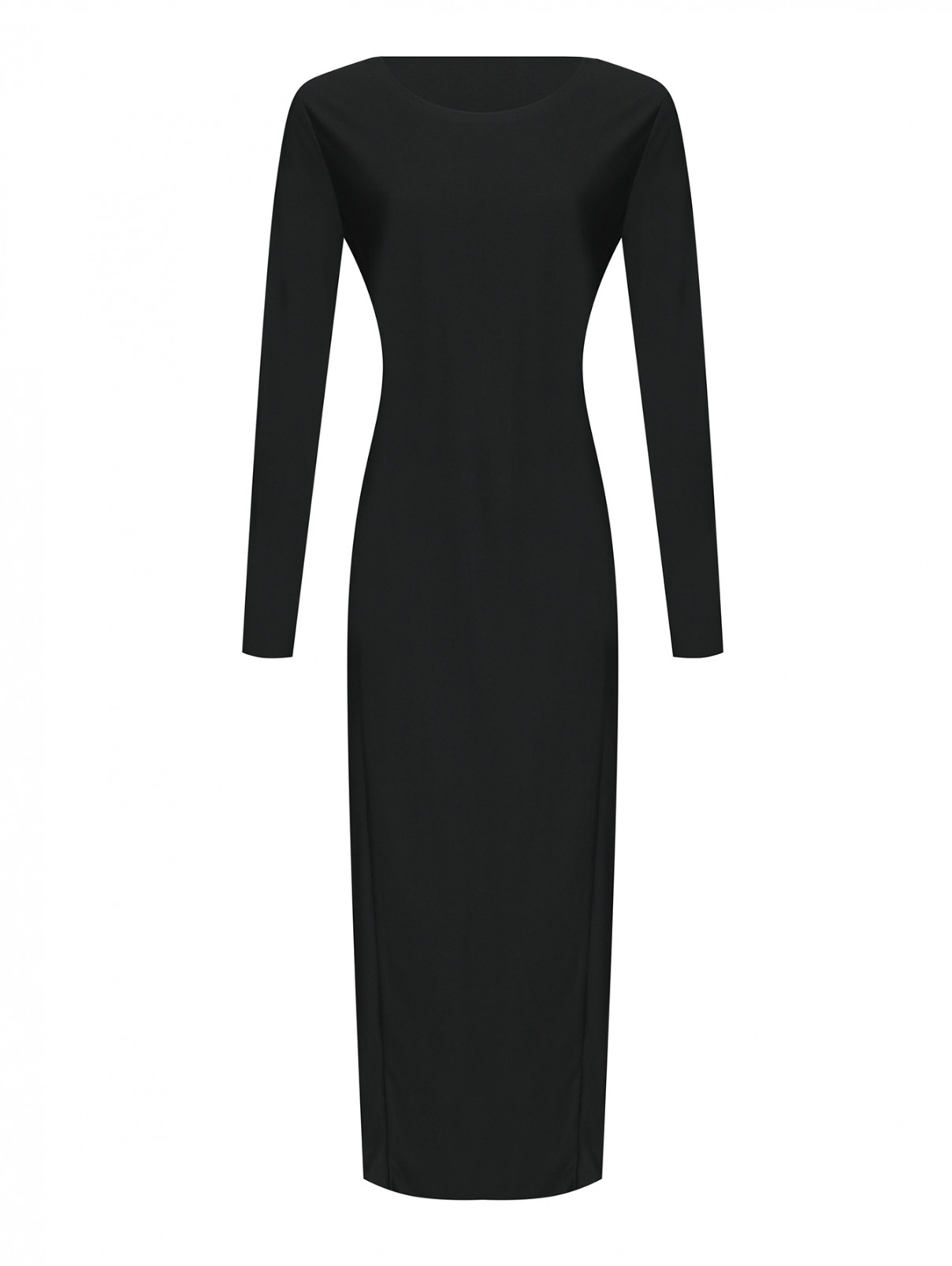 Трикотажное платье-миди свободного кроя Marina Rinaldi  –  Общий вид  – Цвет:  Черный