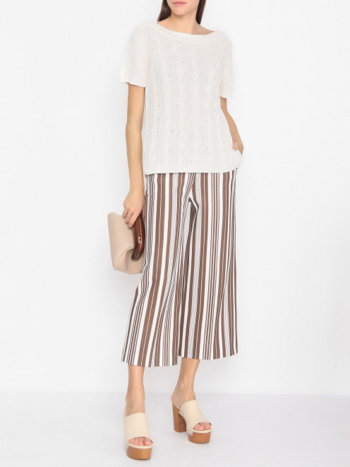 Укороченные брюки из хлопка с узором полоска Max Mara - МодельОбщийВид
