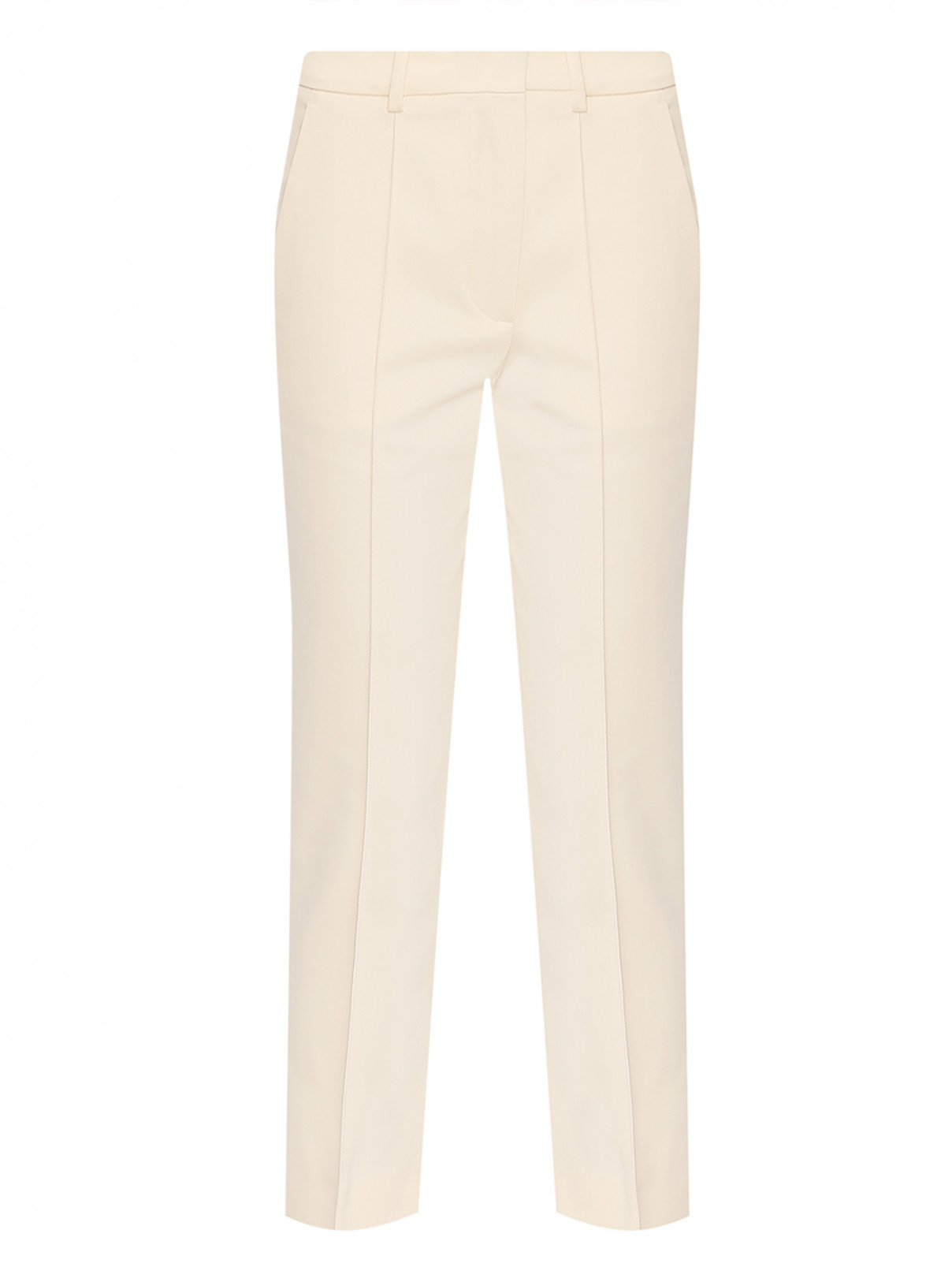 Укороченные брюки из хлопка Sportmax  –  Общий вид  – Цвет:  Белый