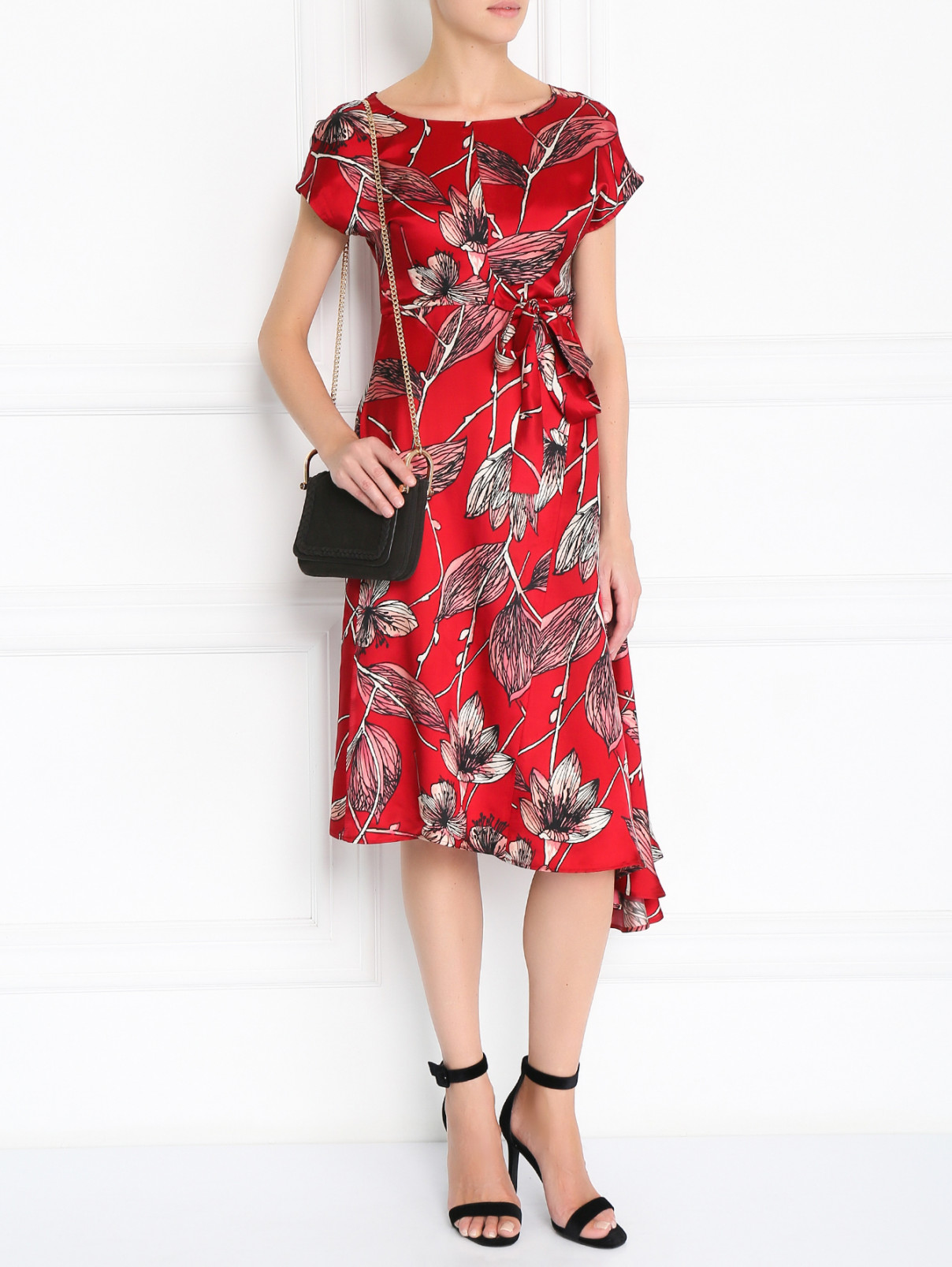 Платье асимметричного кроя с узором Max&Co  –  Модель Общий вид  – Цвет:  Красный