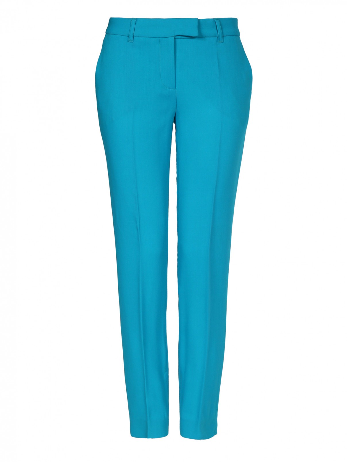 Зауженные брюки из шерсти Moschino Boutique  –  Общий вид  – Цвет:  Синий