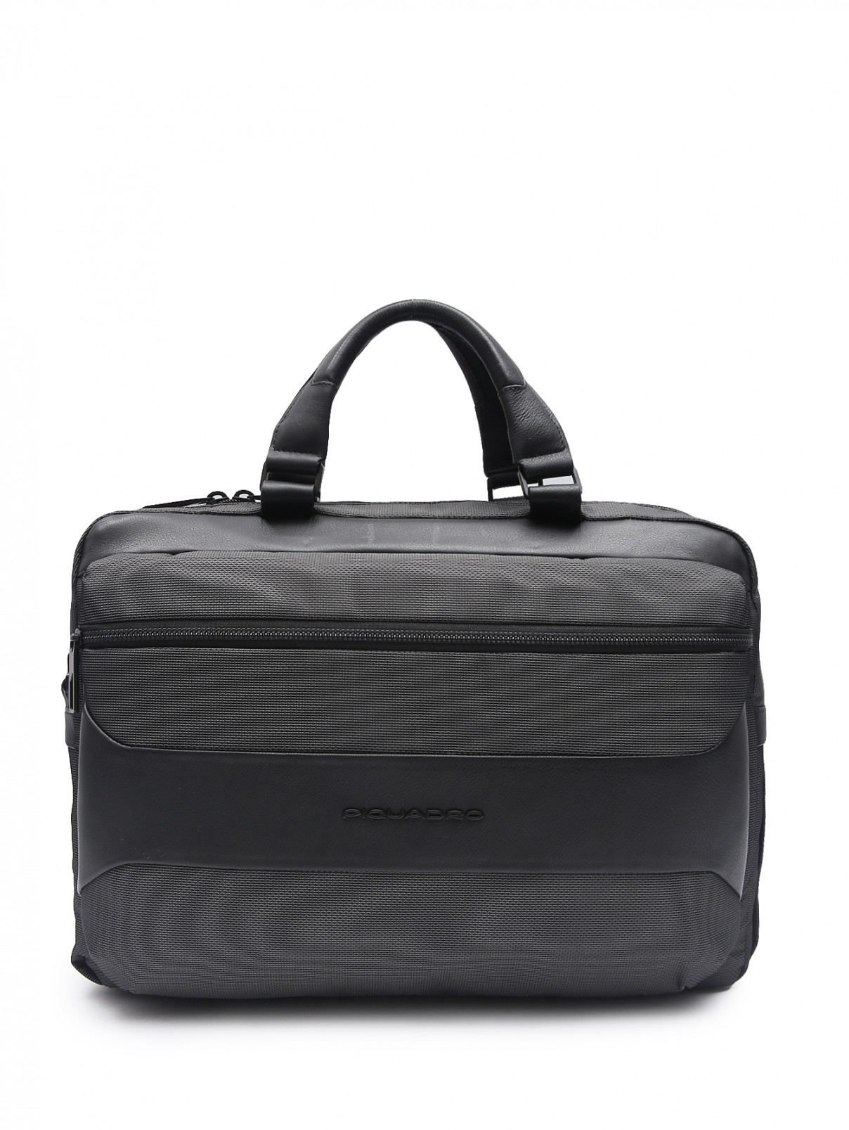 Комбинированная сумка на коротких ручках Piquadro  –  Общий вид  – Цвет:  Серый