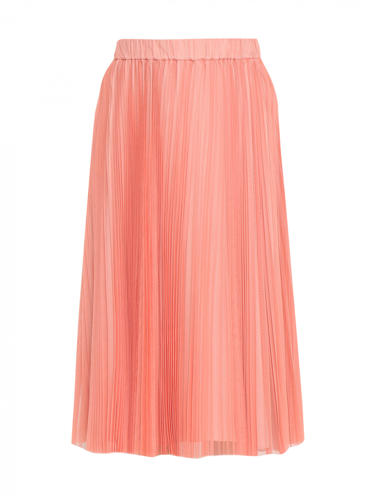 Плиссированная юбка-миди на резинке Max&Co  –  Общий вид  – Цвет:  Розовый