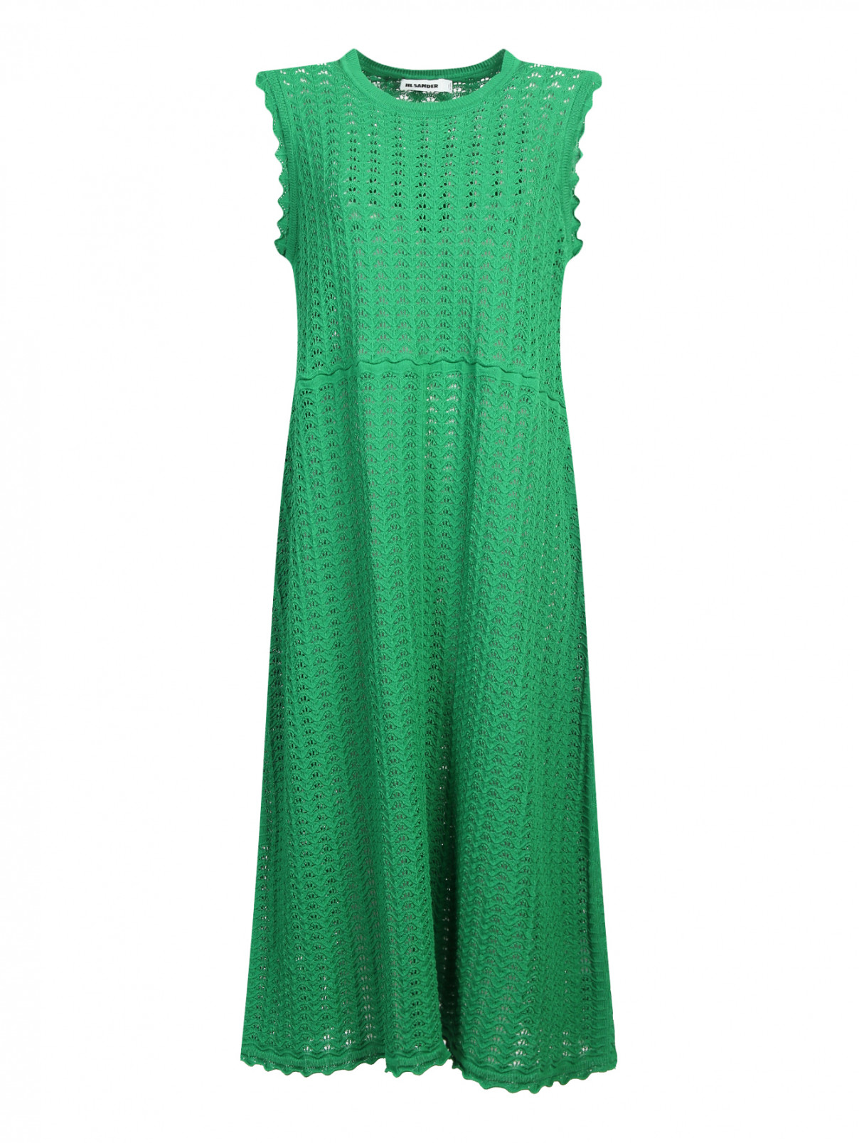 Платье с ажурным узором без рукавов Jil Sander  –  Общий вид  – Цвет:  Зеленый