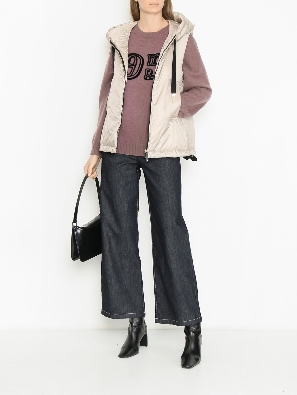 Джинсы из хлопка с контрастной строчкой Max Mara  –  МодельОбщийВид  – Цвет:  Синий