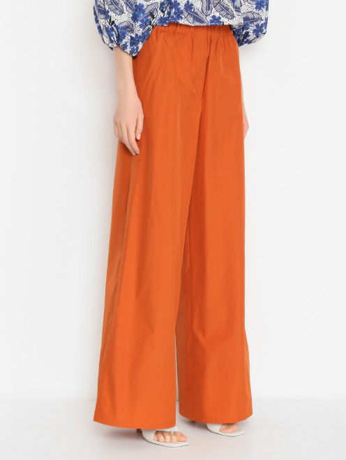 Однотонные брюки из хлопка на резинке Max Mara - МодельВерхНиз
