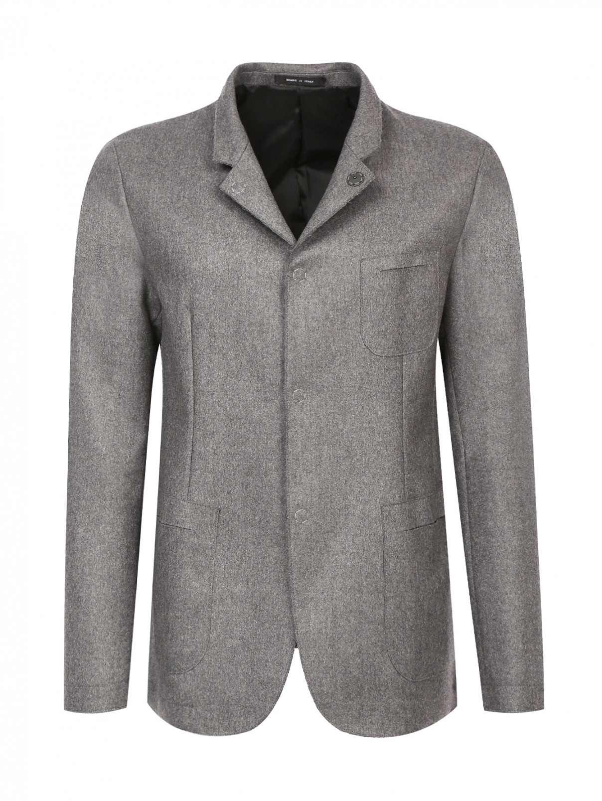 Однобортный пиджак из шерсти Emporio Armani  –  Общий вид  – Цвет:  Серый