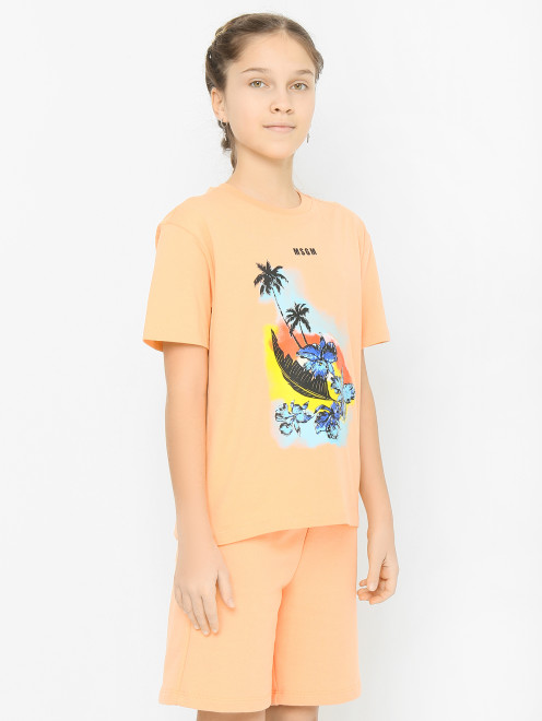 Трикотажная футболка с принтом MSGM - МодельВерхНиз