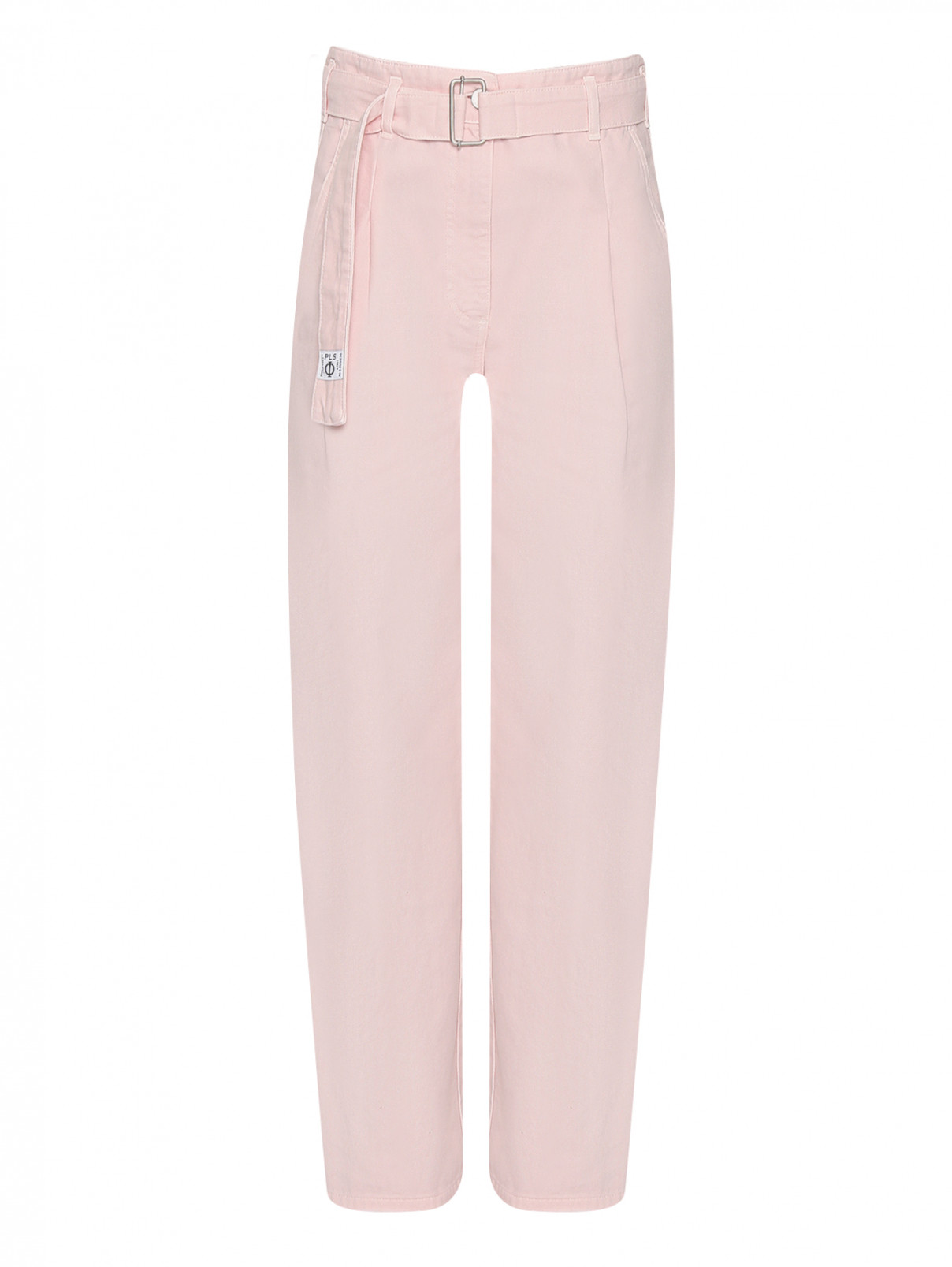 Широкие брюки из хлопка с поясом Philosophy di Lorenzo Serafini  –  Общий вид  – Цвет:  Розовый