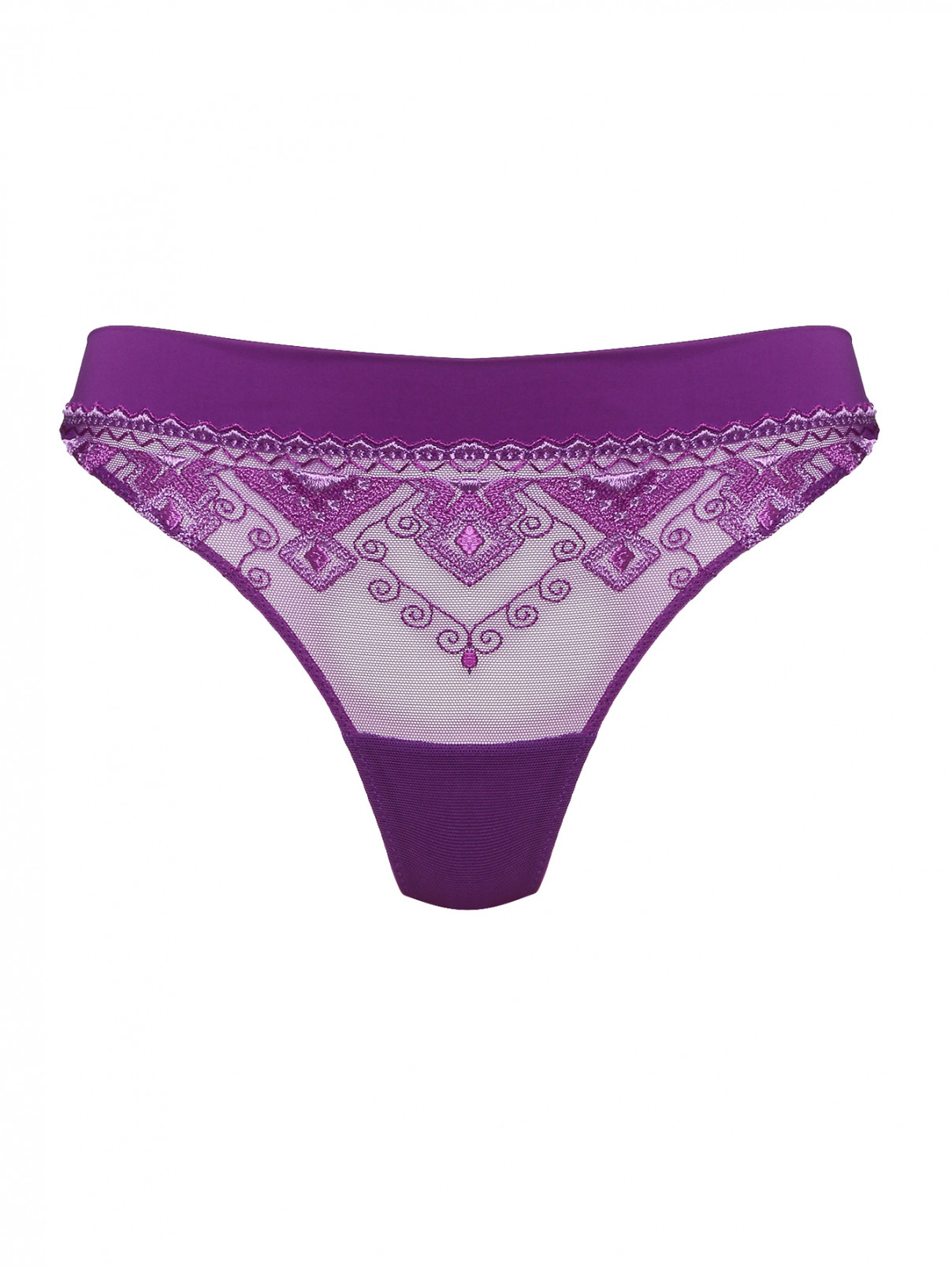 Трусы-стринг с вышивкой La Perla  –  Общий вид  – Цвет:  Фиолетовый