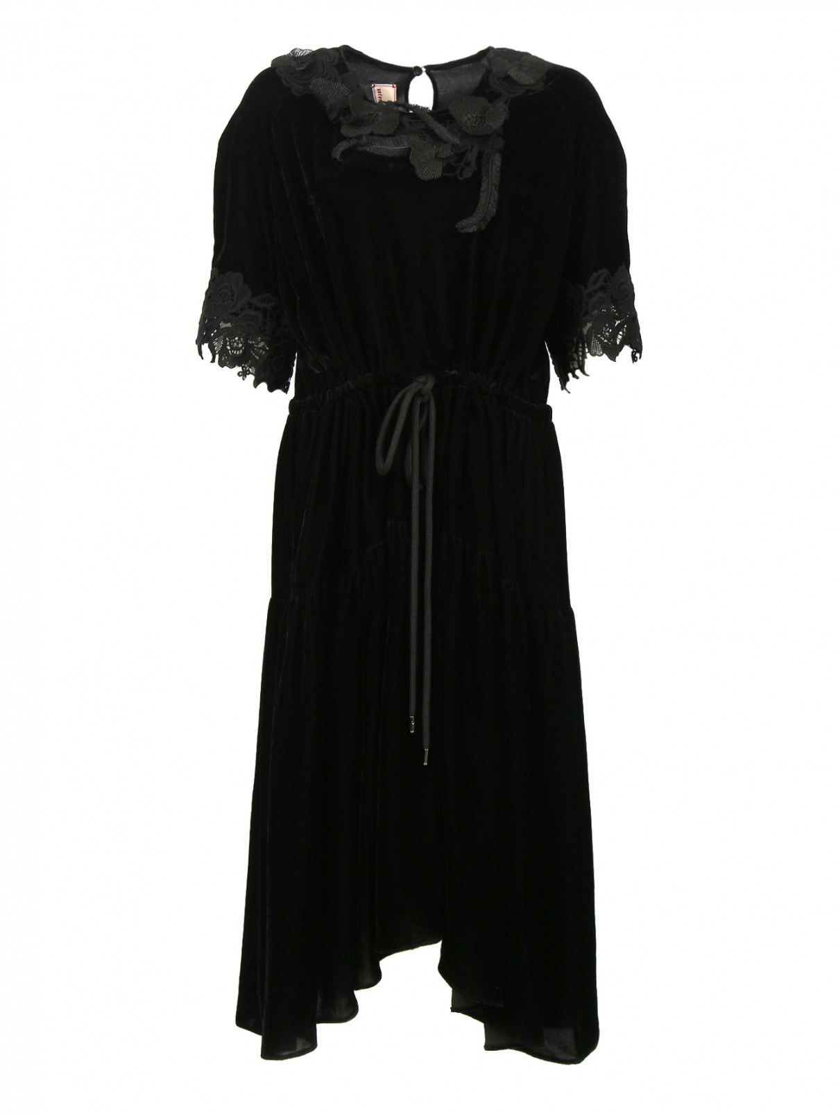 Платье из смешанного шелка с декором Antonio Marras  –  Общий вид  – Цвет:  Черный