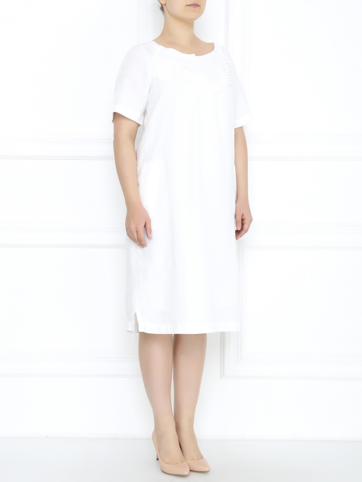 Платье-миди свободного кроя Marina Sport  –  Модель Общий вид  – Цвет:  Белый