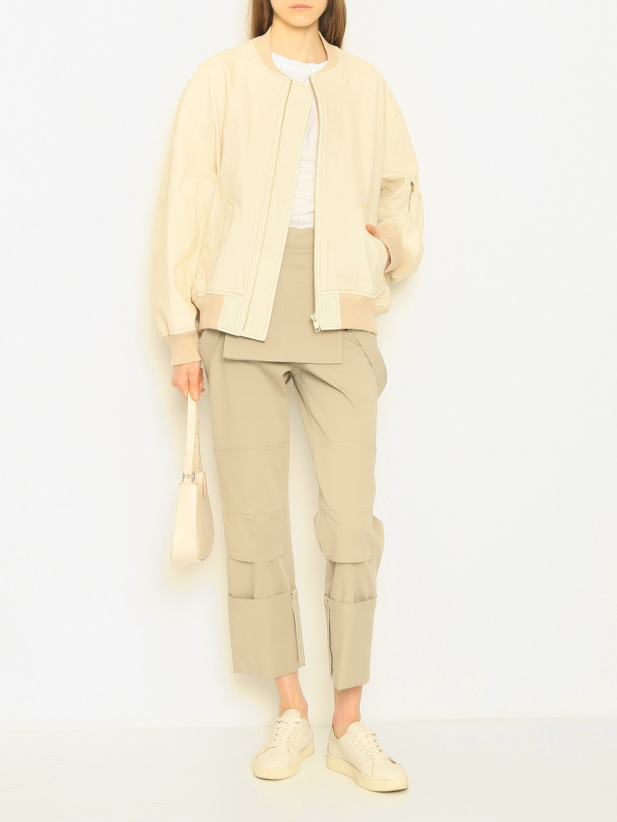 Однотонная блуза из хлопка Max Mara  –  МодельОбщийВид  – Цвет:  Белый