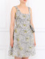 Платье из шелка и хлопка с цветочным узором Emporio Armani  –  Модель Верх-Низ