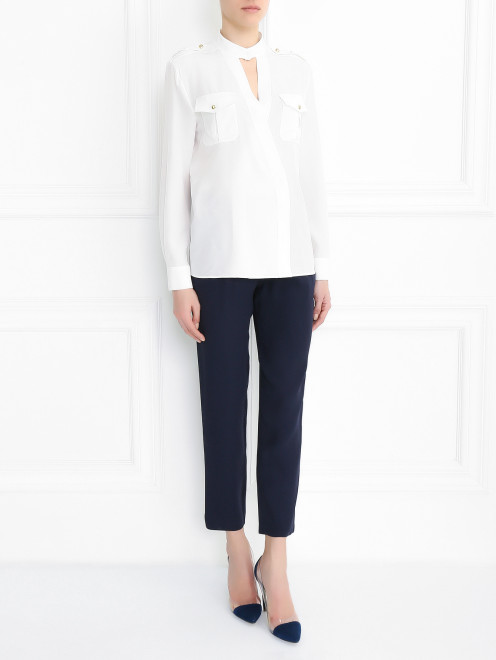 Шелковая блуза с запахом и накладными карманами Alberta Ferretti - Модель Общий вид