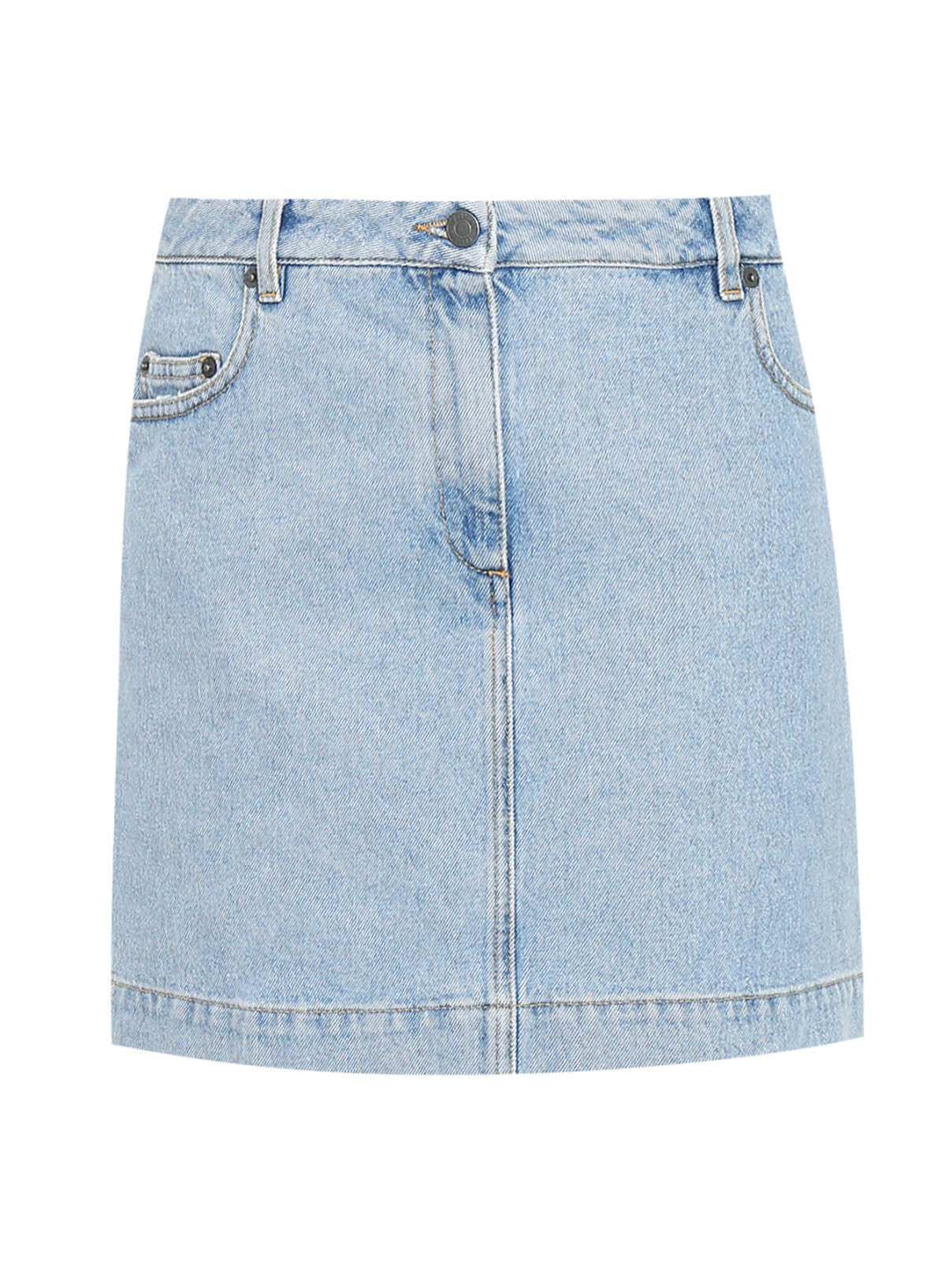 Джинсовая юбка из хлопка Moschino  –  Общий вид  – Цвет:  Синий