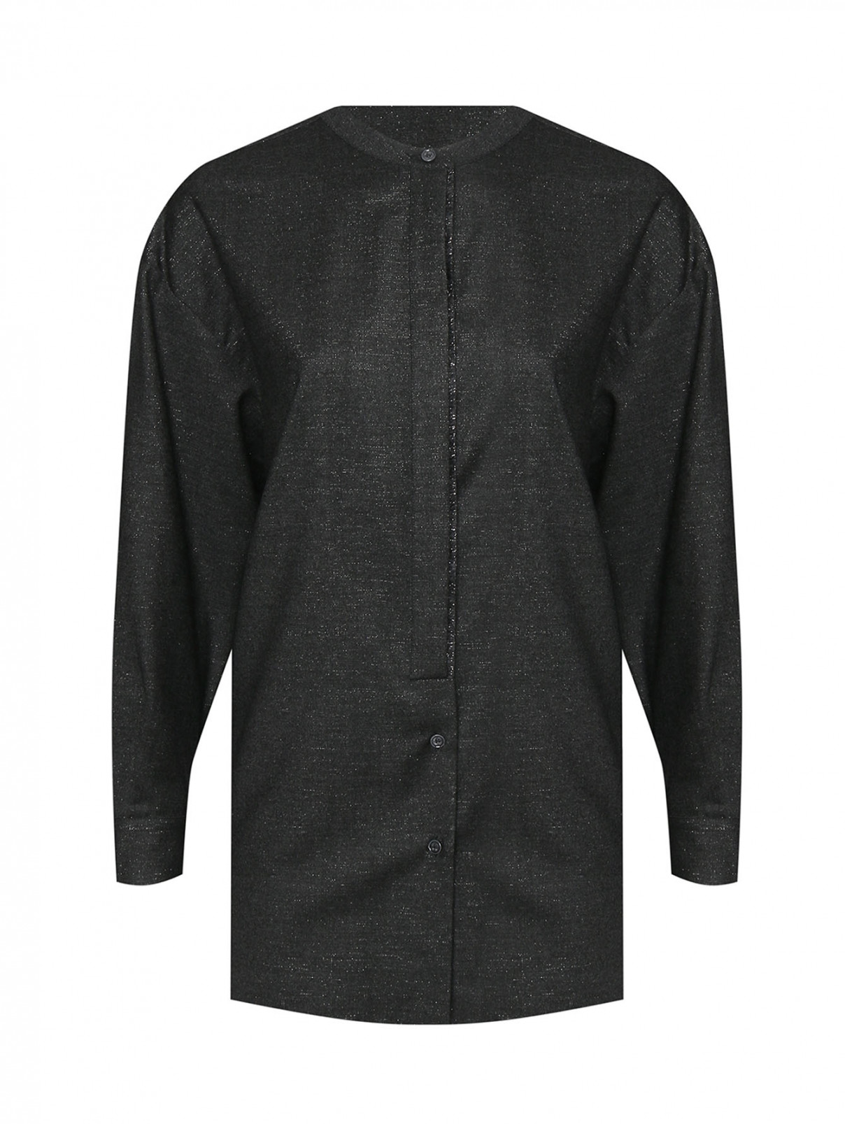 Рубашка из смешанной шерсти на пуговицах Marina Rinaldi  –  Общий вид  – Цвет:  Серый