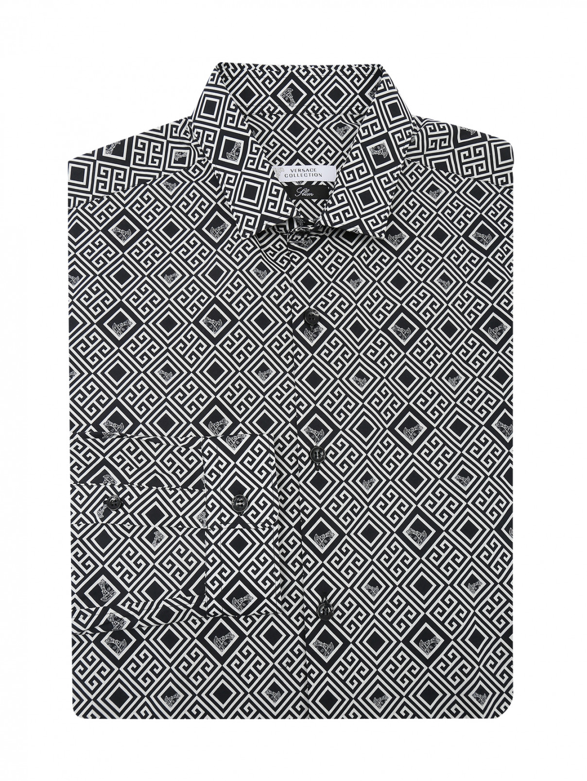 Рубашка из хлопка с узором Versace Collection  –  Общий вид  – Цвет:  Мультиколор