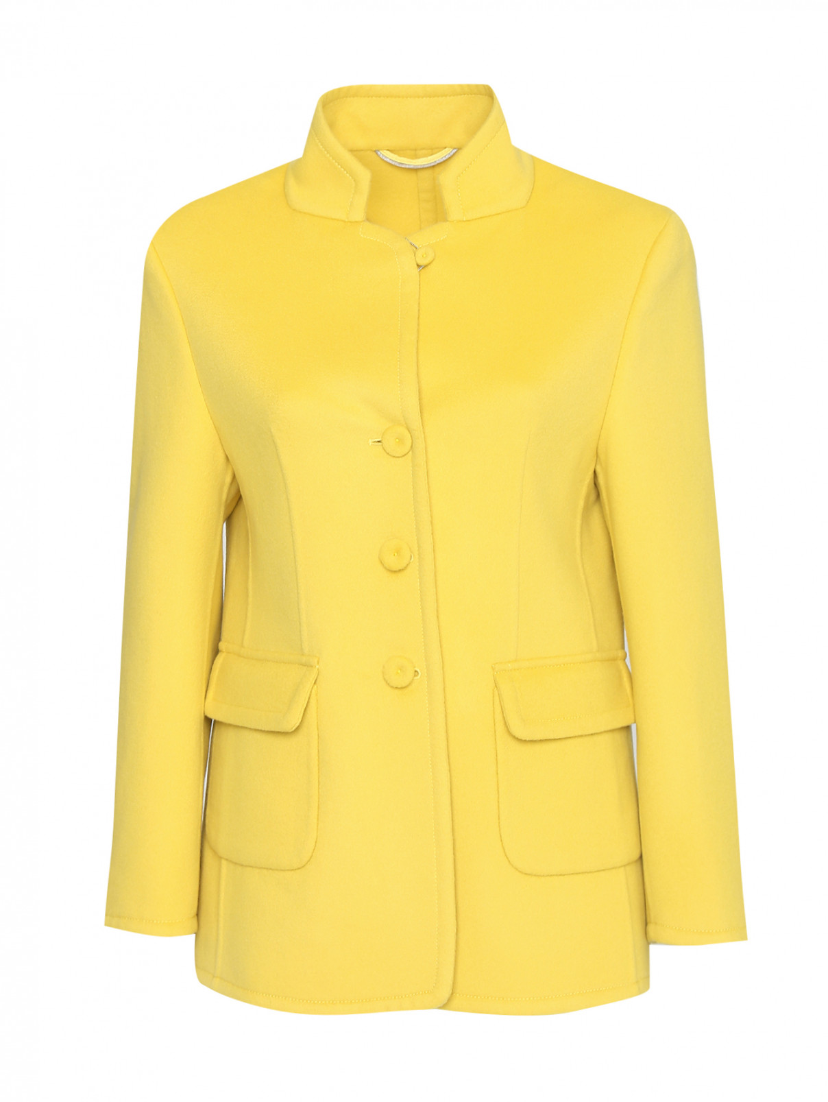 Полупальто из шерсти с накладными карманами Ermanno Scervino  –  Общий вид  – Цвет:  Желтый