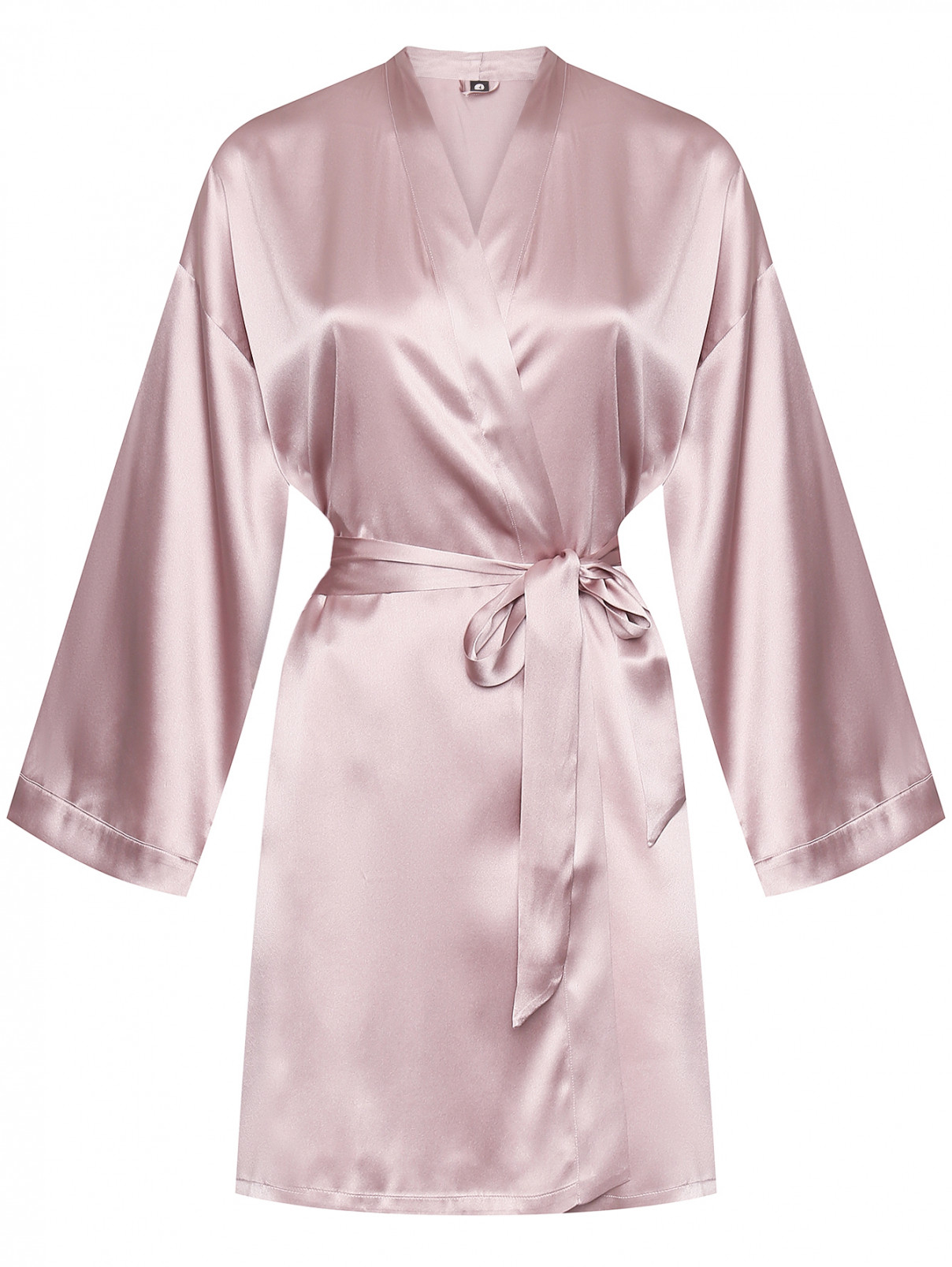 Атласный халат с поясом Exilia  –  Общий вид  – Цвет:  Розовый