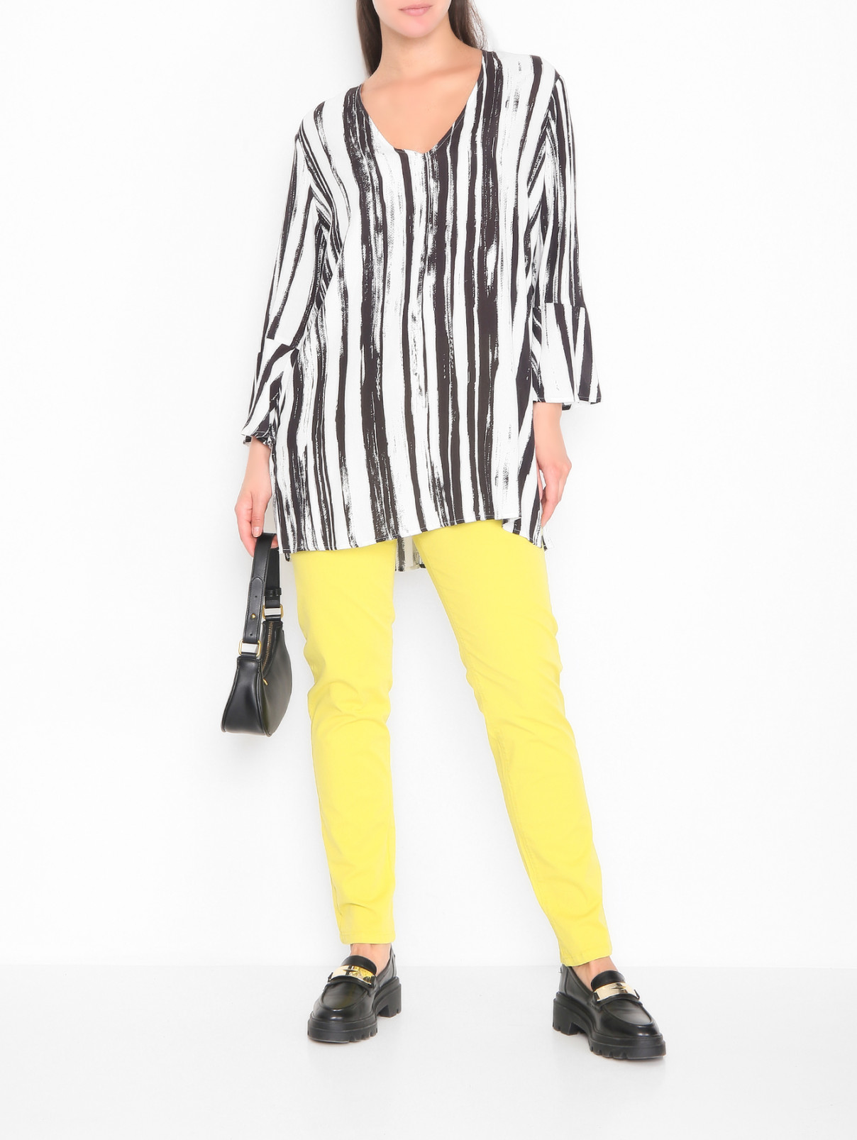 Блуза с V-образным вырезом Persona by Marina Rinaldi  –  МодельОбщийВид  – Цвет:  Мультиколор