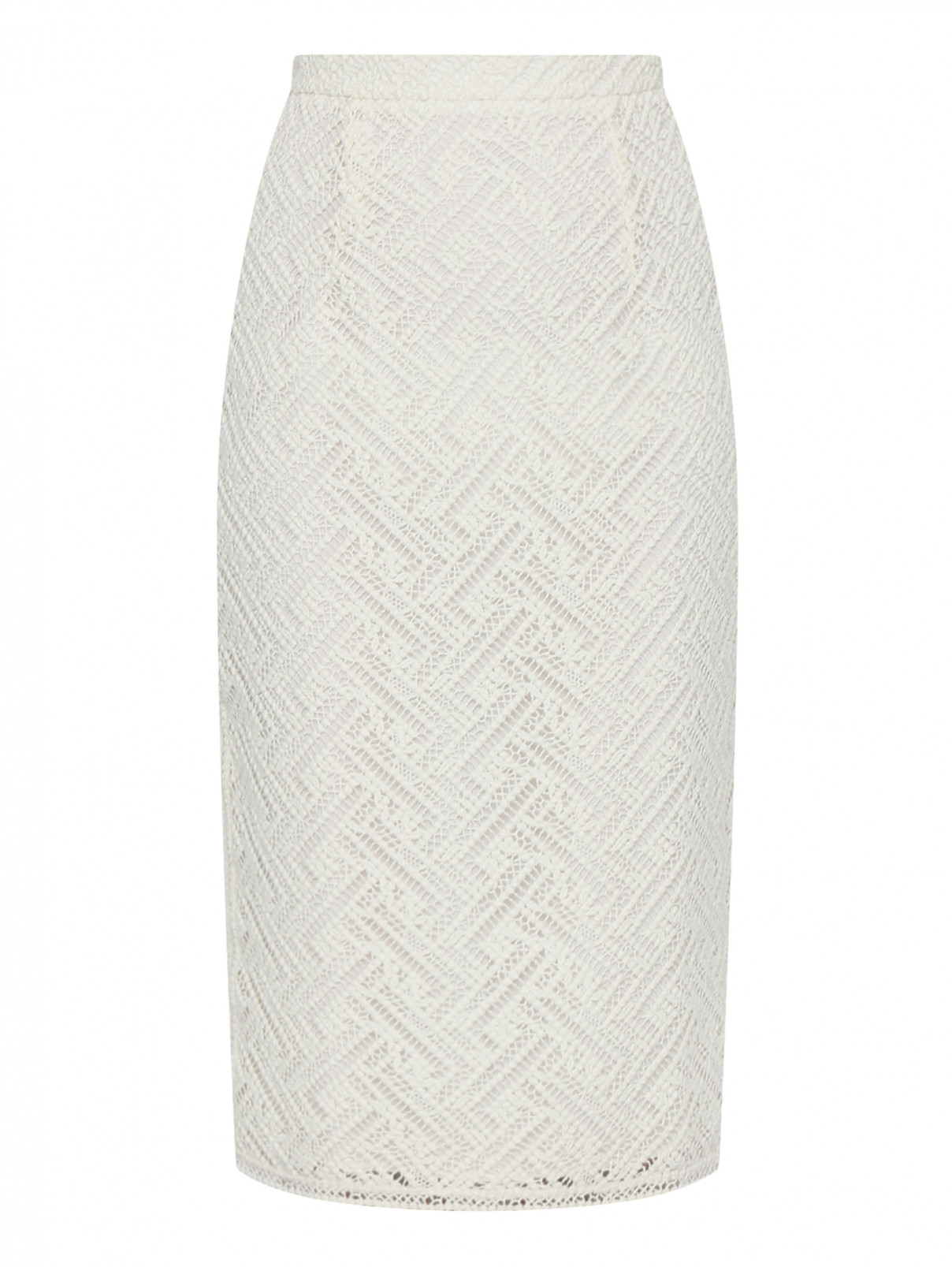 Ажурная юбка-карандаш из шерсти Ermanno Scervino  –  Общий вид  – Цвет:  Белый