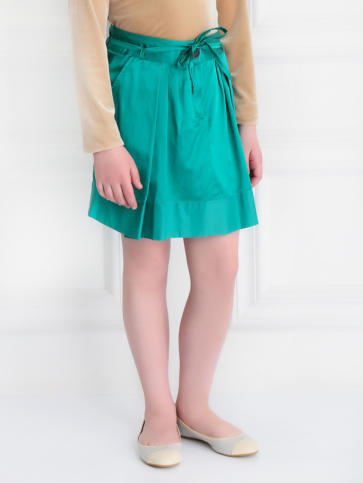 Юбка из шелка и хлопка с карманами Sonia Rykiel  –  Модель Верх-Низ  – Цвет:  Зеленый