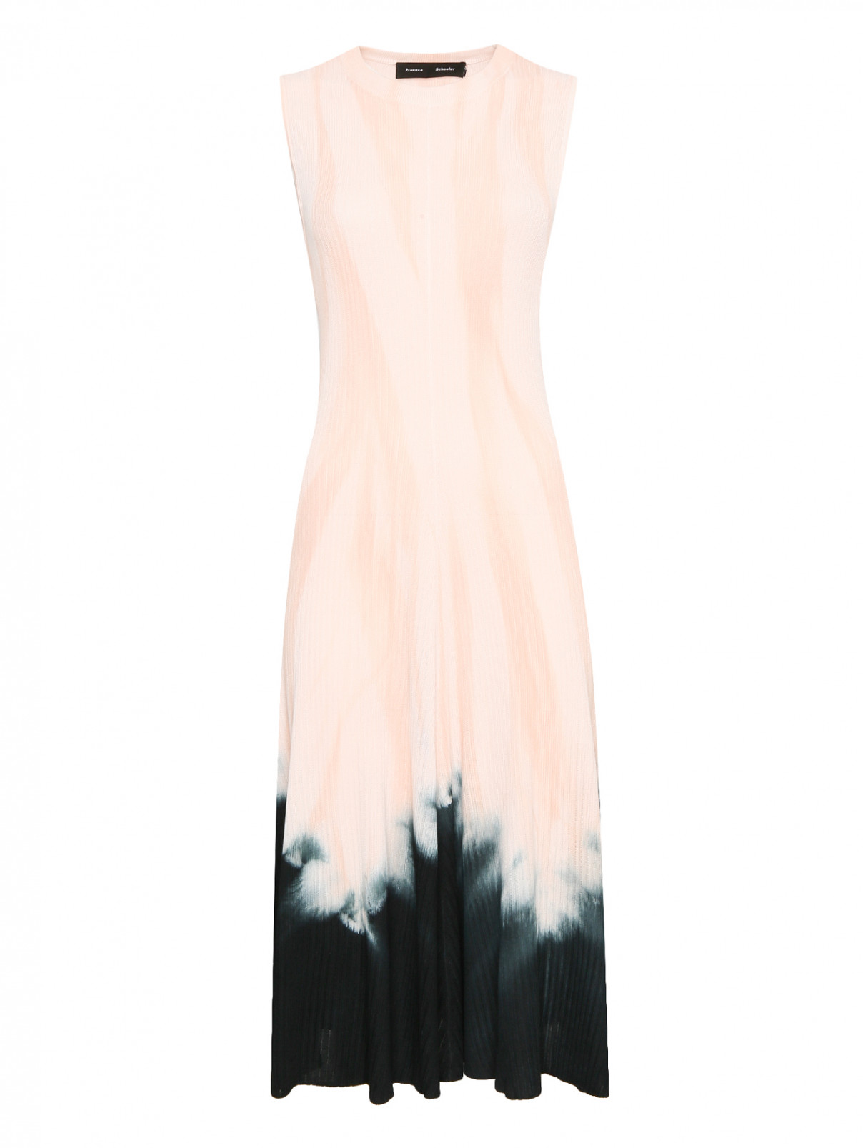 Трикотажное платье-миди с контрастной отделкой Proenza Schouler  –  Общий вид  – Цвет:  Розовый
