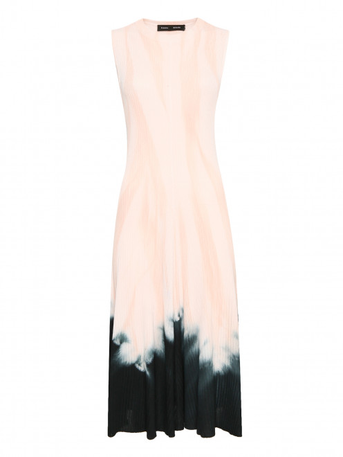 Трикотажное платье-миди с контрастной отделкой - Общий вид
