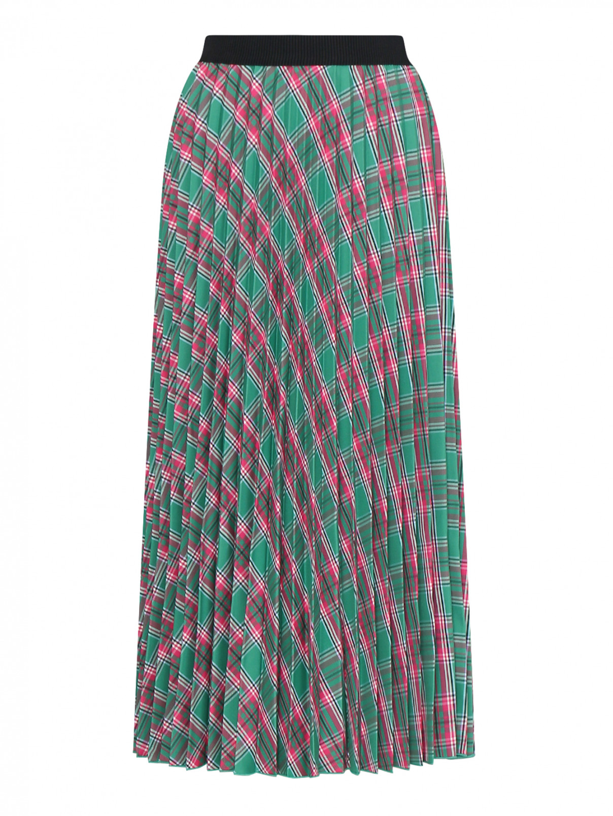 Плиссированная юбка в клетку Moncler  –  Общий вид  – Цвет:  Зеленый