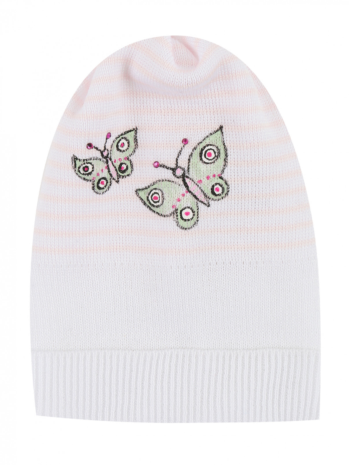 Шапка из хлопка с принтом "бабочки" IL Trenino  –  Общий вид  – Цвет:  Розовый
