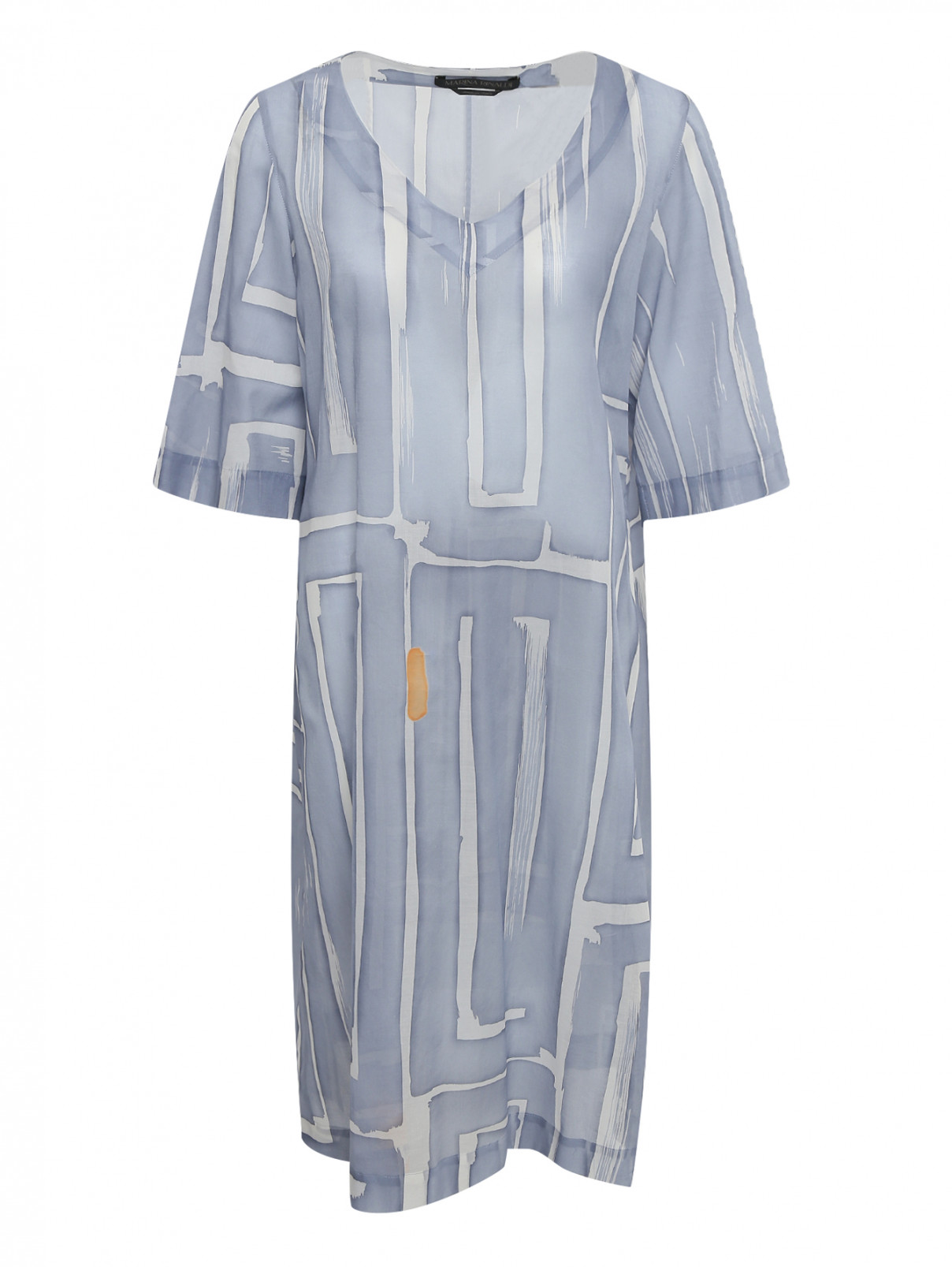 Платье из хлопка с узором "полоска" Marina Rinaldi  –  Общий вид  – Цвет:  Синий