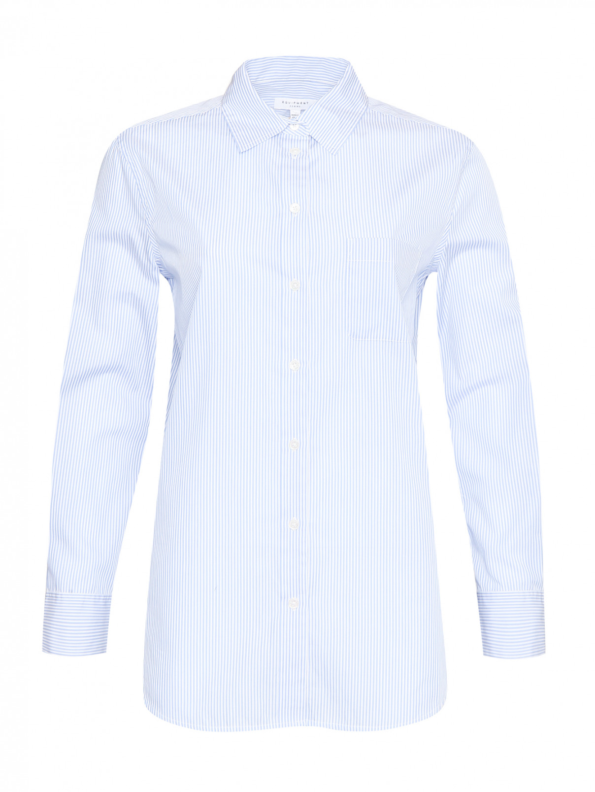 Рубашка из хлопка с узором полоска Equipment  –  Общий вид  – Цвет:  Синий