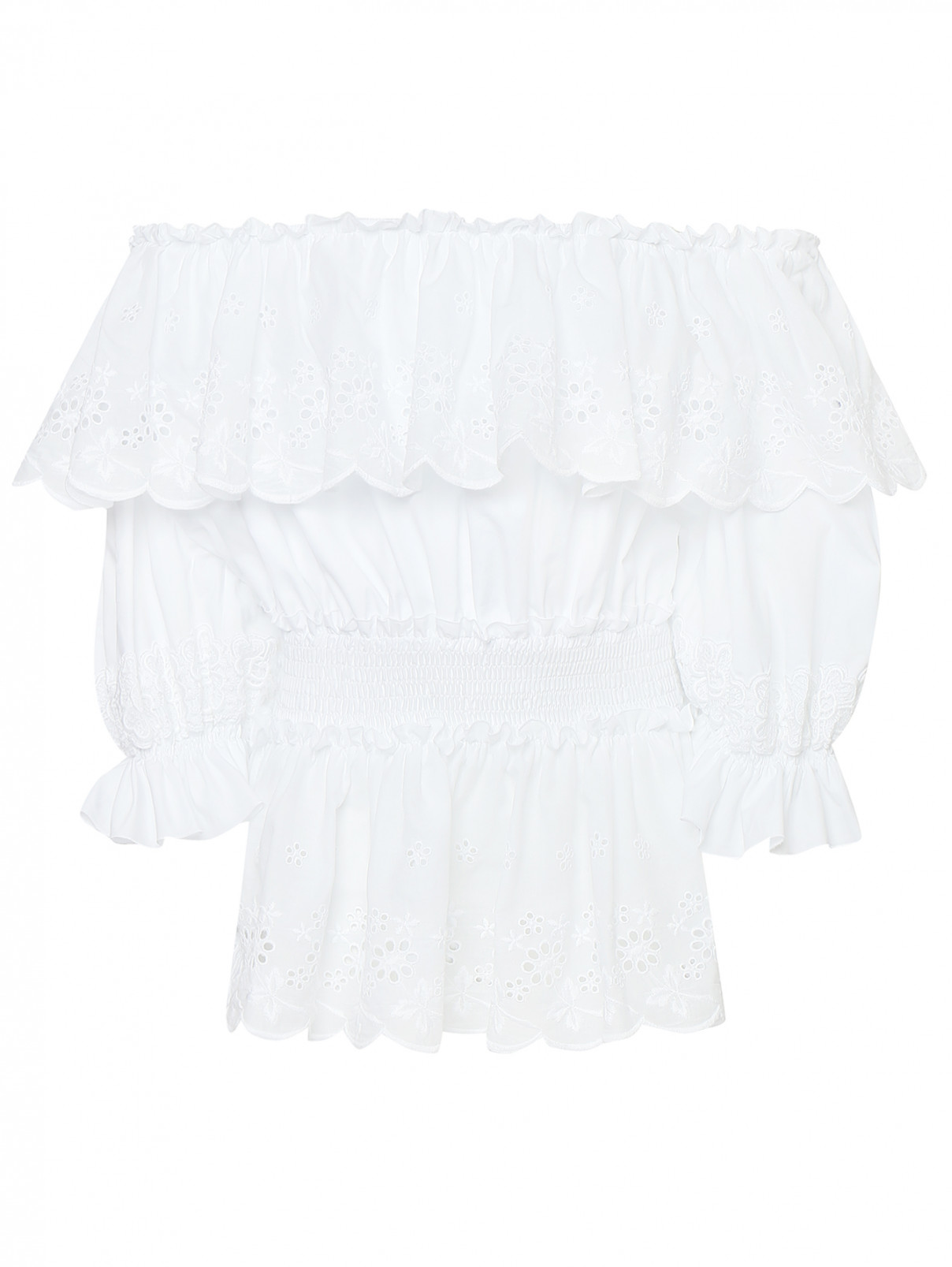 Блуза хлопковая в крестьянском стиле Dolce & Gabbana  –  Общий вид  – Цвет:  Белый