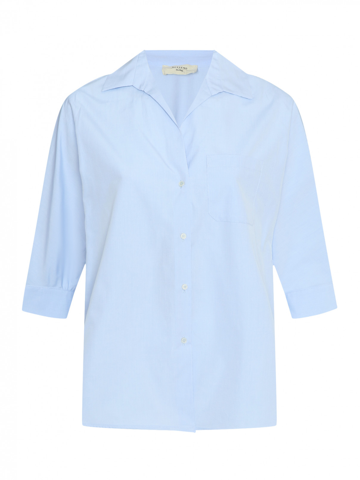 Рубашка из хлопка с рукавами 3/4 Weekend Max Mara  –  Общий вид  – Цвет:  Синий