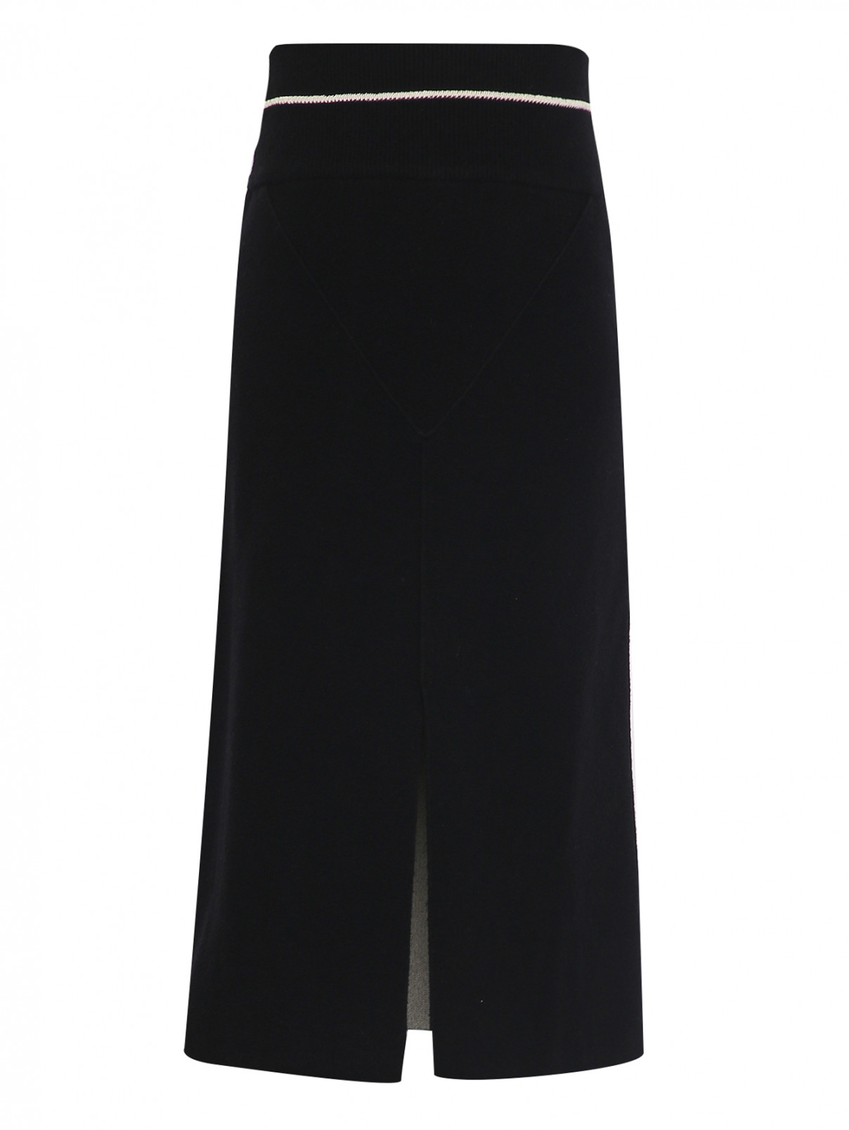 Трикотажная юбка с разрезом Moncler  –  Общий вид  – Цвет:  Черный