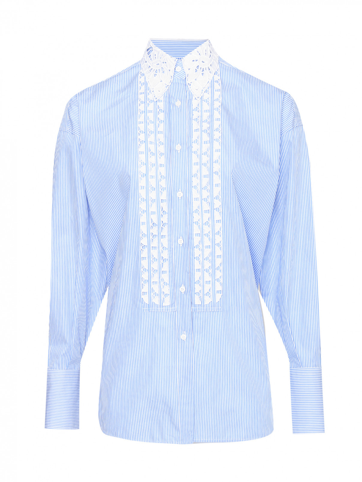 Рубашка из хлопка в полоску Ermanno Scervino  –  Общий вид  – Цвет:  Синий