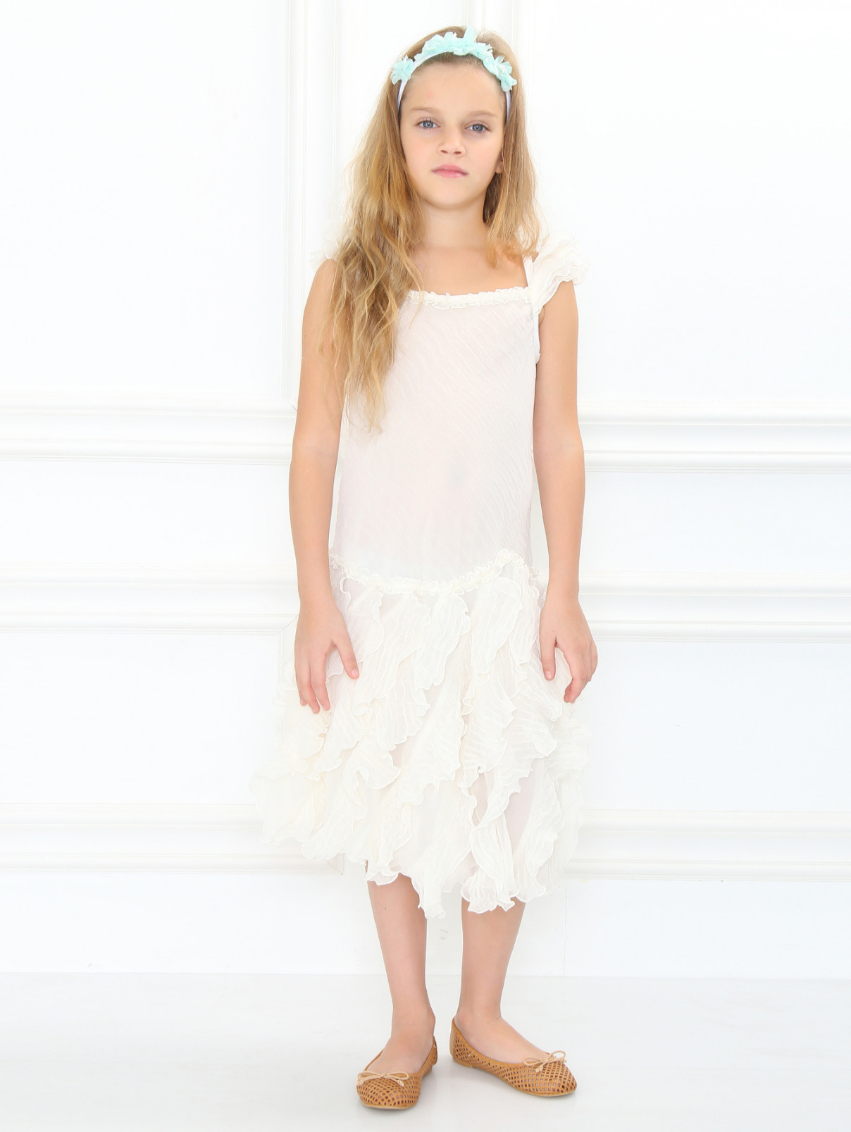 Платье с оборками Aletta  –  Модель Общий вид  – Цвет:  Белый