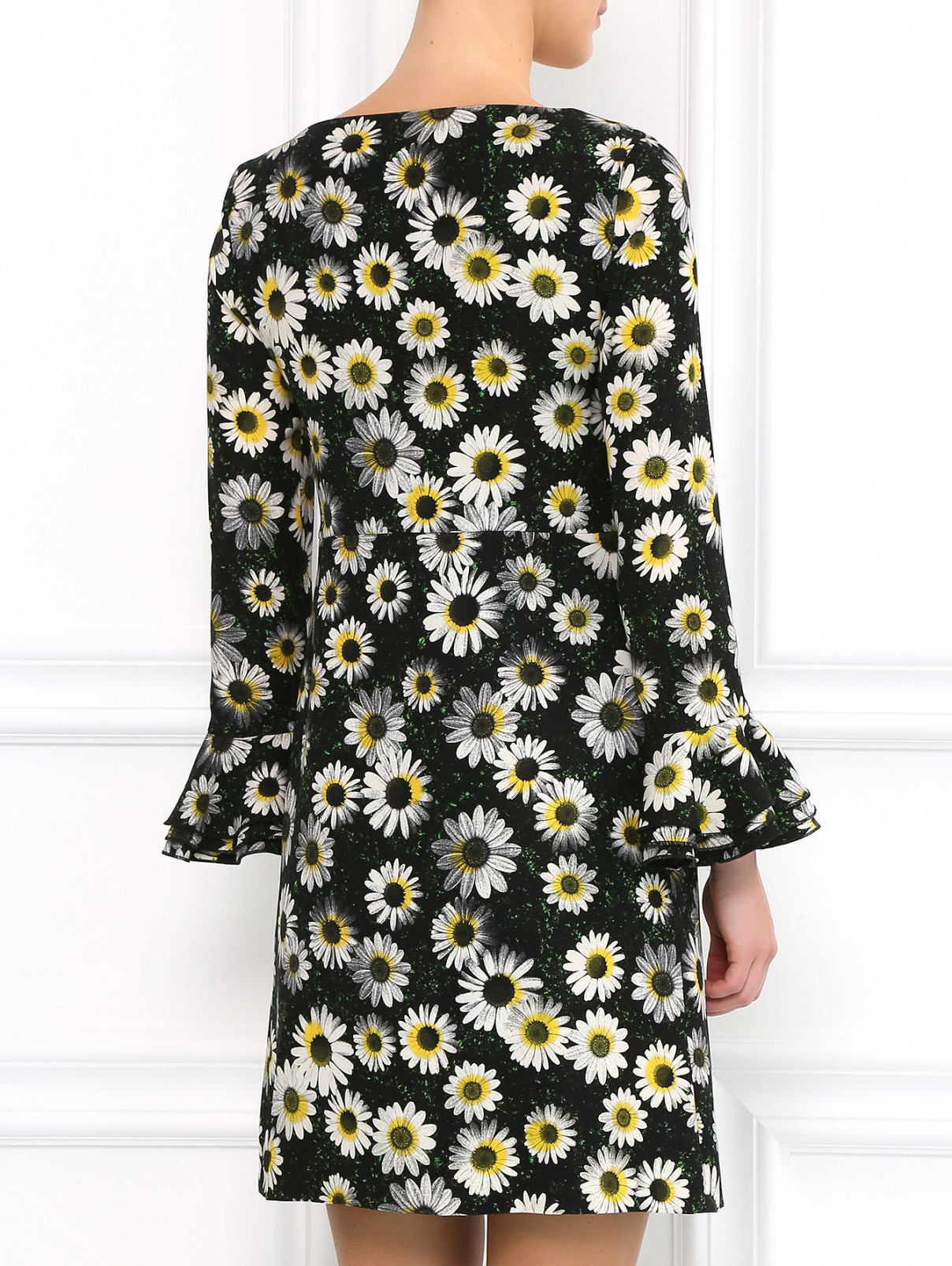 Платье-мини с цветочным узором Moschino Cheap&Chic  –  Модель Верх-Низ1  – Цвет:  Черный
