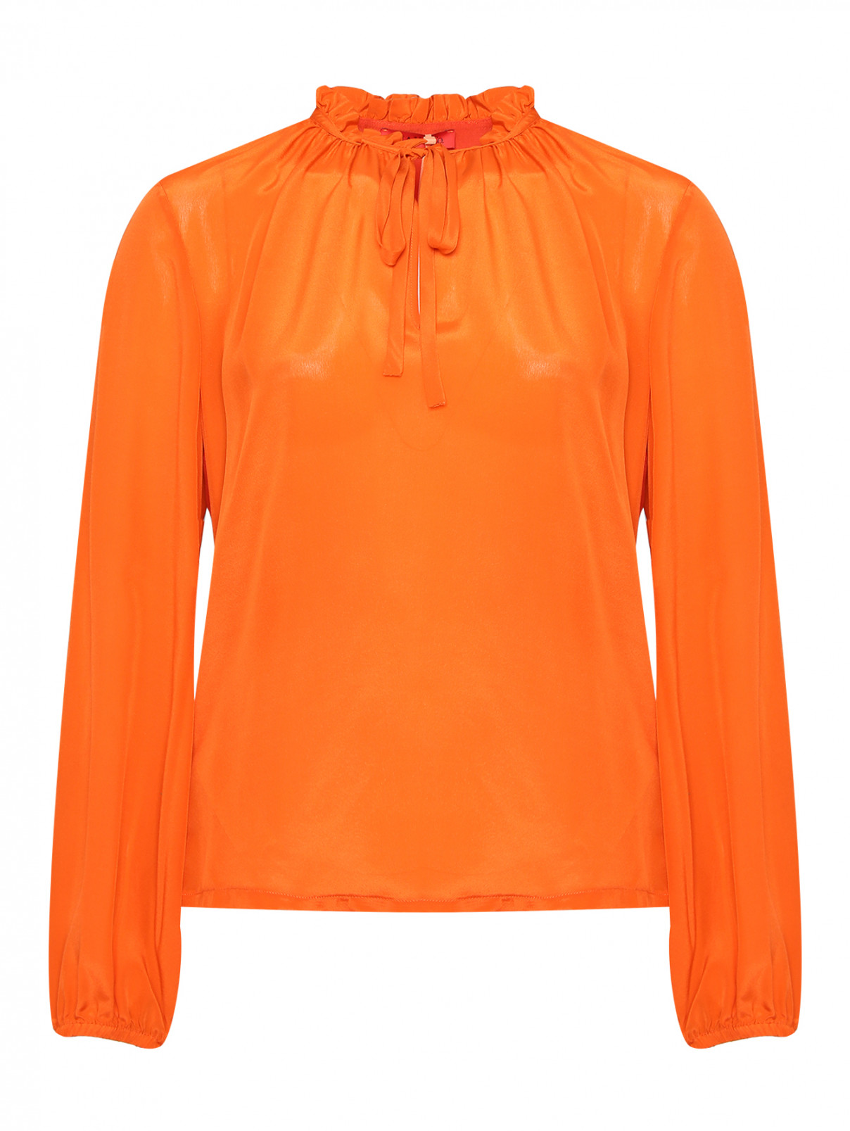 Блуза из шелка с вырезом Max&Co  –  Общий вид  – Цвет:  Оранжевый