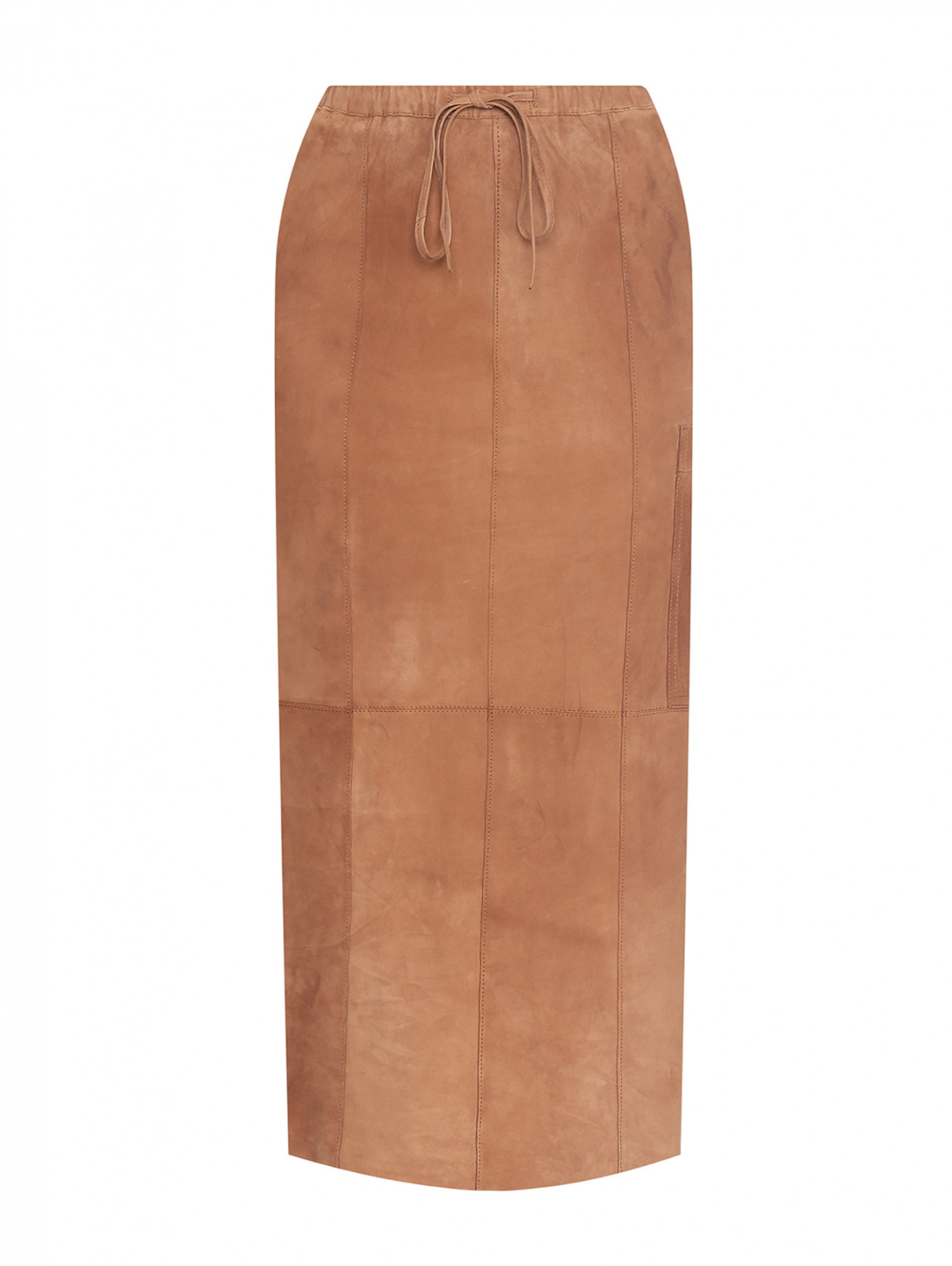Юбка-миди из замши с карманами Alysi  –  Общий вид  – Цвет:  Коричневый