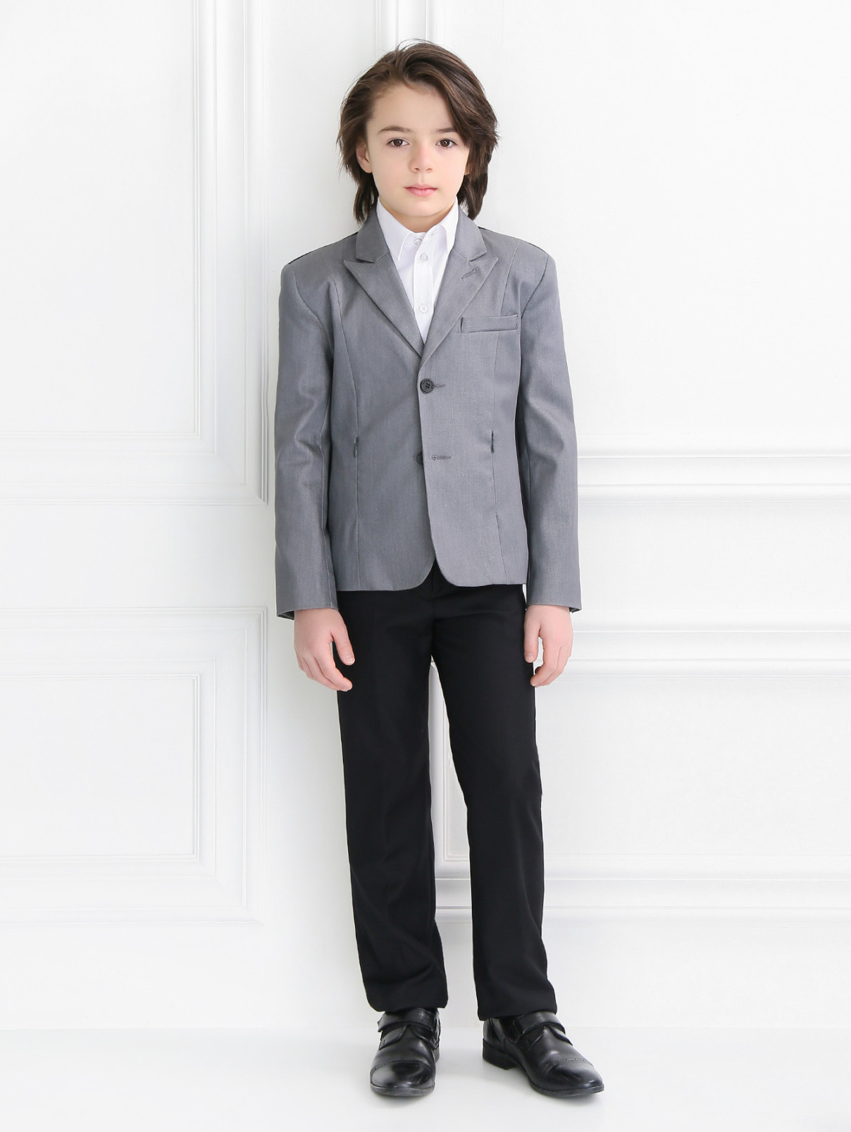 Пиджак с трикотажной спинкой Gaultier Junior  –  Модель Общий вид  – Цвет:  Серый