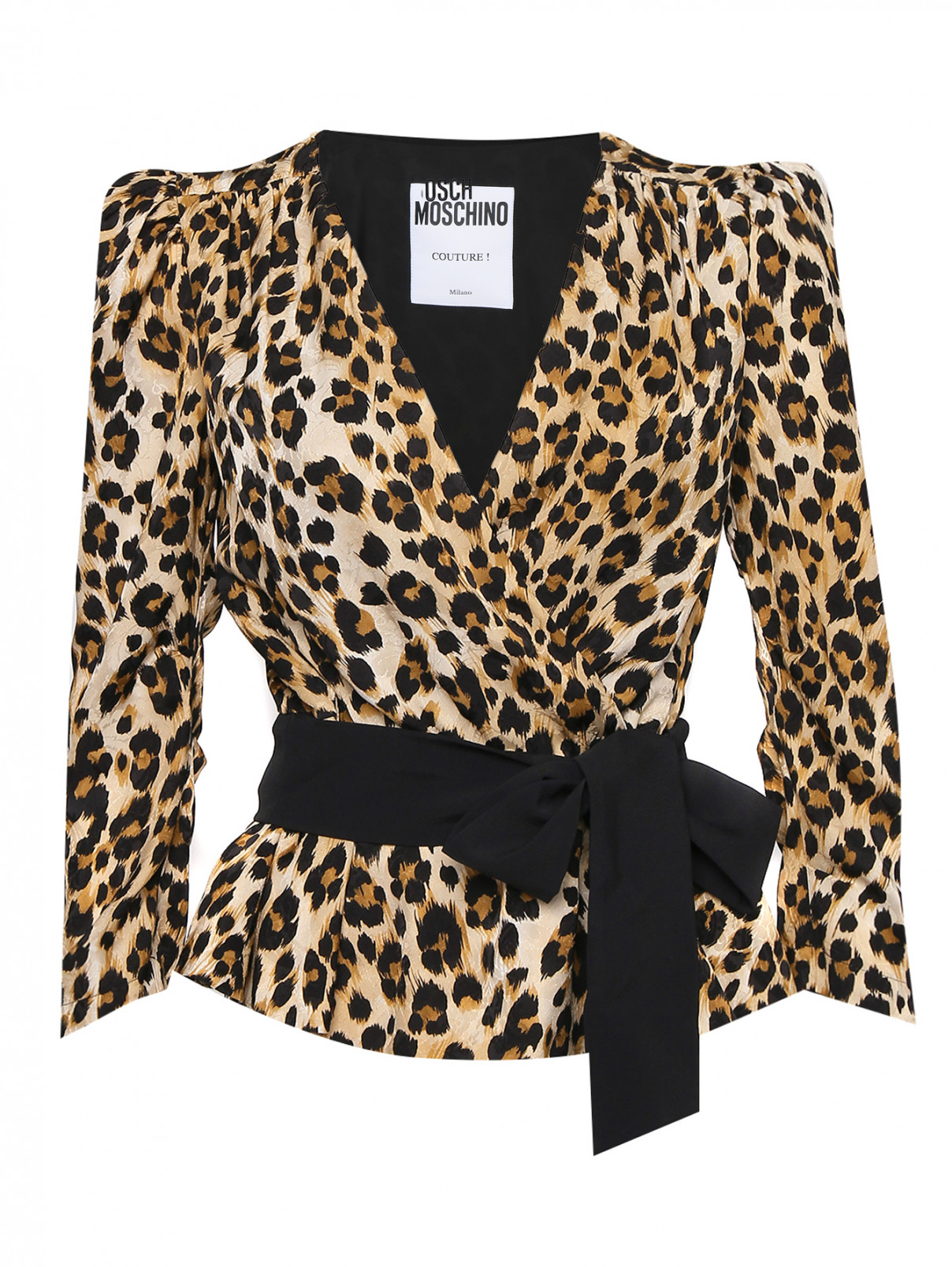 Блуза из вискозы с анималистичным принтом Moschino  –  Общий вид  – Цвет:  Узор