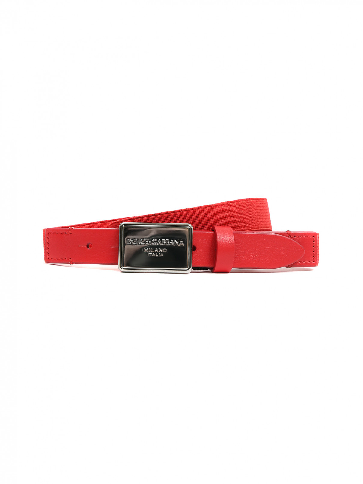 Ремень на резинке с металлической пряжкой Dolce & Gabbana  –  Общий вид  – Цвет:  Красный