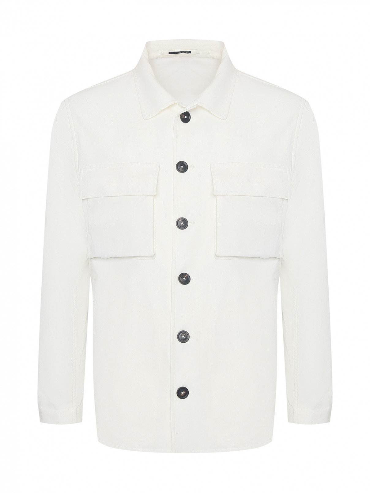 Вельветовая куртка на пуговицах с карманами LARDINI  –  Общий вид  – Цвет:  Белый