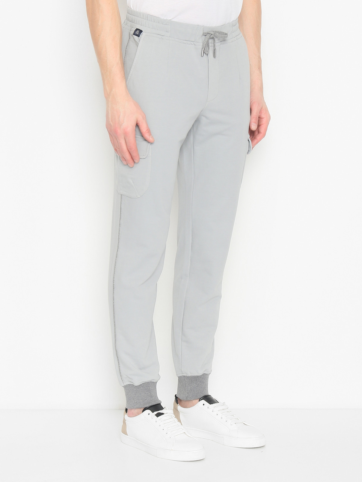 Трикотажные брюки из хлопка с карманами Capobianco  –  МодельВерхНиз  – Цвет:  Серый