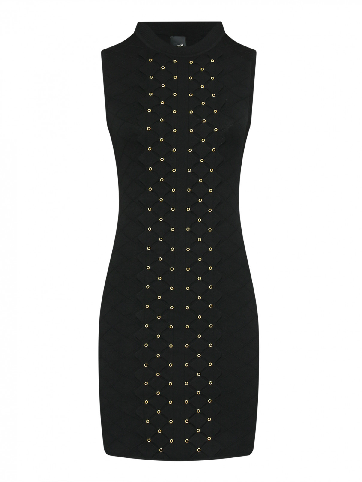 Платье из трикотажа с заклепками PINKO  –  Общий вид  – Цвет:  Черный